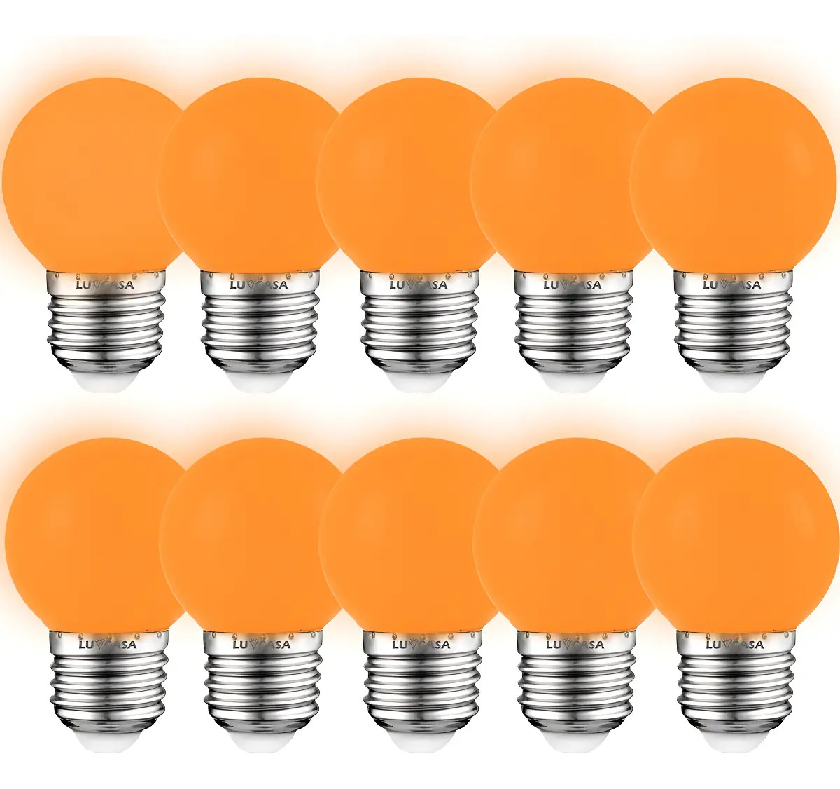 Pack 10 Focos LED Naranja G45 Luzcasa Base E27 E26 1W Interior