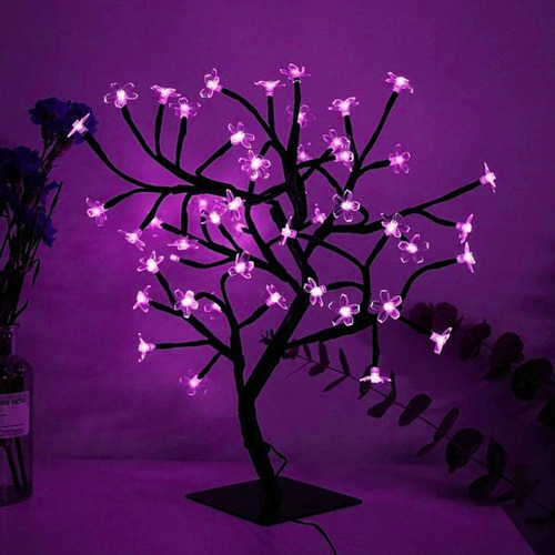 Imagen 6 de 7 de Arbol De Navidad Led Luminoso Bonsai Violeta Flor Cerezo