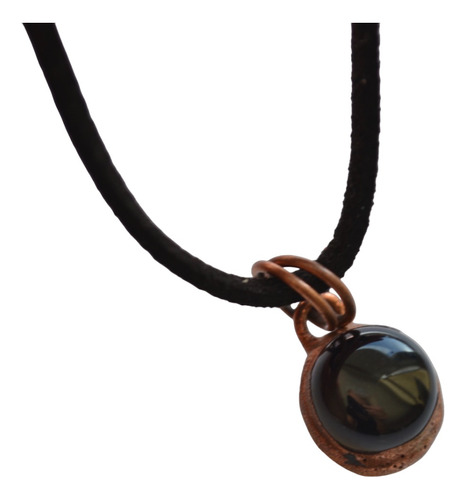 Imagen 1 de 4 de Collar Piedra Natural Onix Negro, Cobre,  Joyeria De Autor