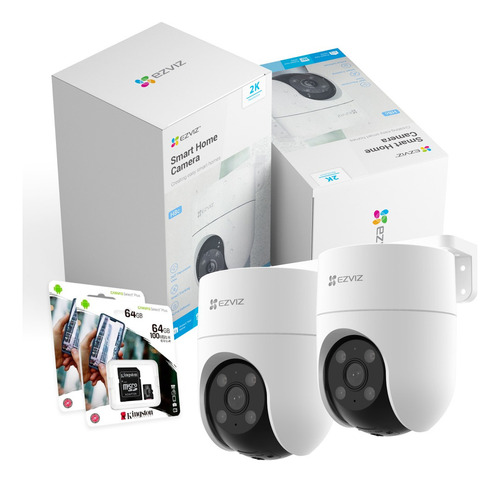 Kit 2 Cámaras Seguridad Ezviz Ip Wifi Domo Exterior 3mp+64gb