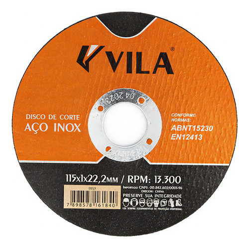  Vila Kit 50 Disco De Corte Inox 4.1/2 115x1,0x22,2