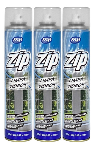 Limpa Vidros Zip Spray Espuma Eficaz Sem  Manchas 400ml