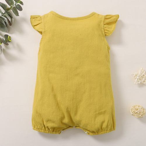 Mameluco Verano De Algodón Mono Bebé Con Estampado 0-24meses Amarillo 0-3 M