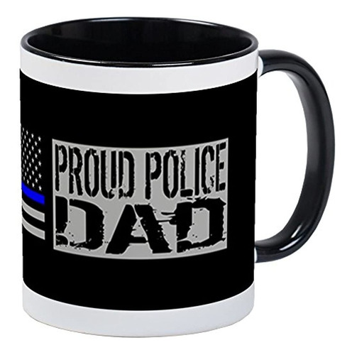 Cafepress  policía: Orgulloso De Dad (black Flag Línea Azul