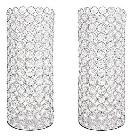 2 Piezas Elegante Cilindro De Cristal Para Centro De Mesa De