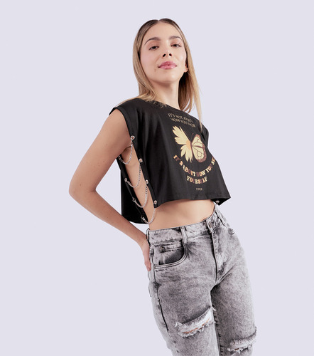 Camiseta Para Mujer Manga Siza Estampada Typer