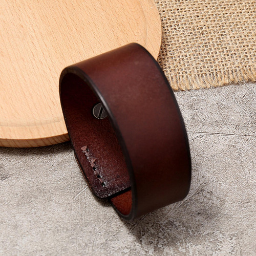 Pulsera Ancha For Hombre, Brazalete, Brazalete, Marrón
