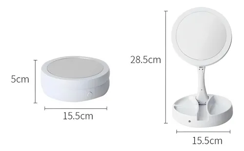 Espejo De Maquillaje Tocador Con Aro Led Plegable 1x Y 10x