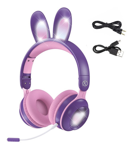 Auriculares Bluetooth Xinua Bunnybrush Luces Mic Desmontable