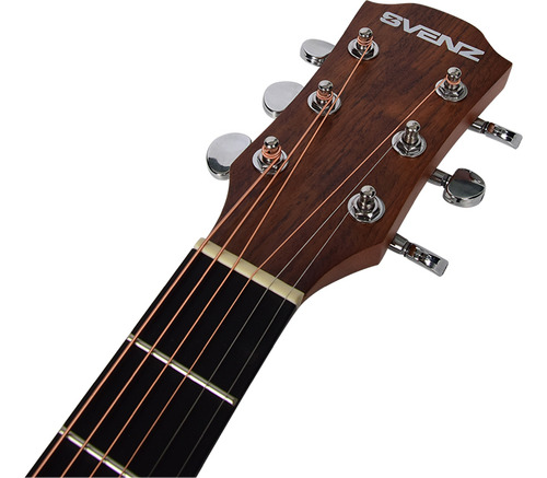 Guitarra Electroacústica Svenz C/ Funda Afinador Dos Colores Color Walnut Material Del Diapasón Ébano Orientación De La Mano Diestro