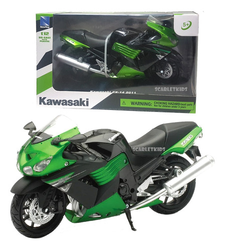 Moto Kawasaki Zx 14 Escala 1:12 Newray Scarlet Kids