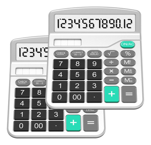 Calculadoras De Escritorio Splaks 12 Digitos X2 Plateado