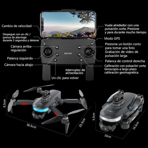 Drone SJRC 4k KF108Max Two battery version con cámara 4K negro 5GHz 2 baterías