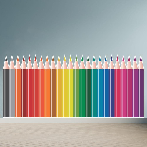Adesivo Infantil Parede De Lápis Coloridos Diversão 133x59cm