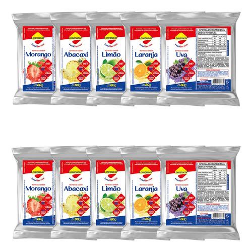 Suco Dietético Lowçucar 80g Sabores Diversos Kit Com 10