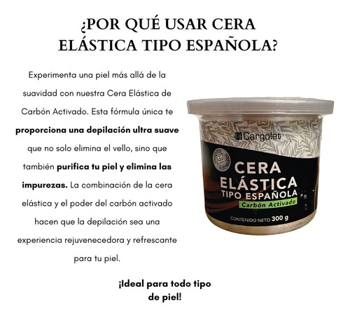 Cera Elástica Carbón Activado Cargolet Depilación Sencilla