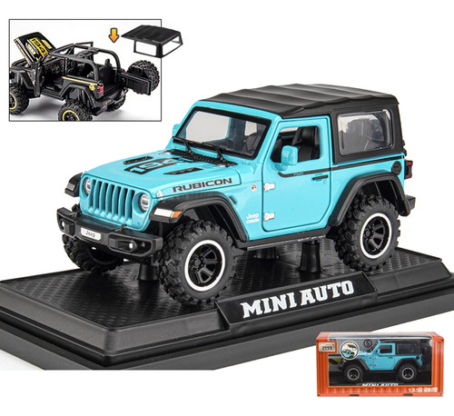 Jeep Wrangler Rubicon Miniatura Metal Coche Con Luz Y Sonido