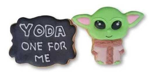 Galleta Baby Yoda 2pzs Frase Personalizada 