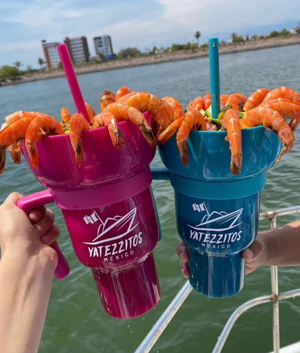Vaso Botanero Plástico 1lt Popote Colores 28cm Michelada