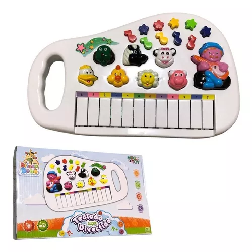 Teclado Piano Infantil Musical Luz Som De Bicho Animais Bebe