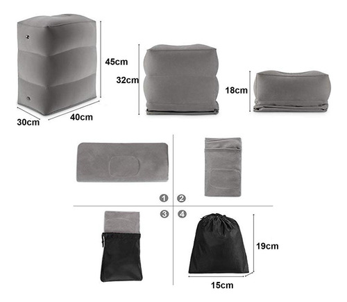 2pzs Almohada Inflable Para Reposapiés De Viaje Cama Avión