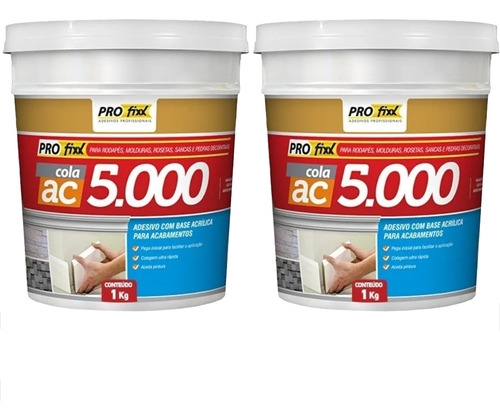 Cola Líquido Profixx AC5000 de 1kg de 2 unidades - Branco