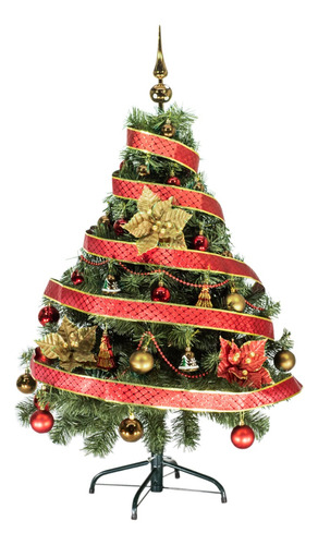 Arbol Navidad Tronador 1,20mts + Kit 30 Rojo Oro Cybermonday