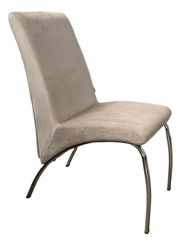 Silla Tilde Pack X 4 Pana Cromo Elegante Asiento Beige