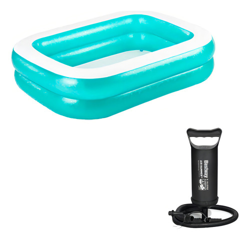 Alberca Inflable Rectangular Infantil Verde + Bomba Bestway