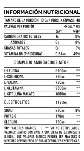 Mtor Bcaa Star Nutrition Glutamina X 270g Sabor Limonada
