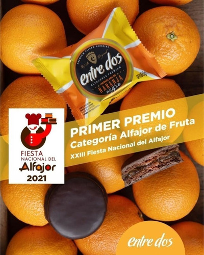 Imagen 3 de 9 de Alfajor Premium Entre Dos - Caja X12 Ud. Choco Con Naranja