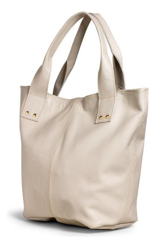 Bolsa Feminina Saco Couro Ombro Botões Estilo Clássica Cor Off White