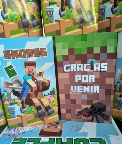 Imagen 2 de 2 de Pack Decoración Cumpleaños Minecraf.-