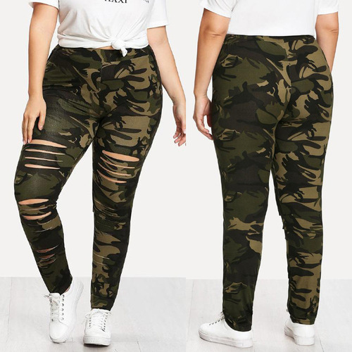 Leggings Deportivos De Camuflaje Para Mujer, Talla Grande, A