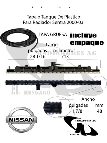 Tanque De Plastico Gruesa Para Radiador De Sentra 2000-06 