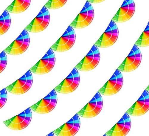 Papel Picado -10 Tiras De  Abanico Multicolor
