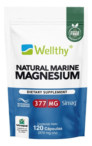 Magnesio Marino Natural Simag 120 Capsulas Wellthy Sabor 120 Caps