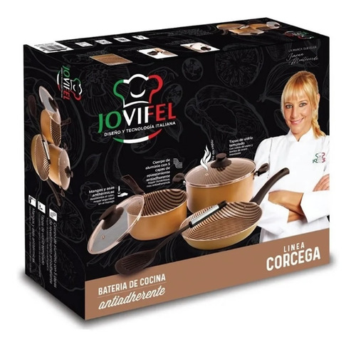 Bateria De Cocina Teflon 5 Capas Antiadherente Cacerola Olla