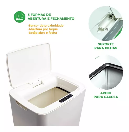 Lixeira Sensor Automática Banheiro Cozinha Lixo Inteligente