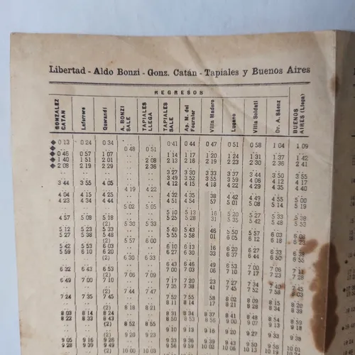 Antiguo Horario Ferrocarril Belgrano 1958 Original Mag 65299 (Usado)