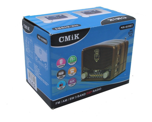 Imagen 4 de 7 de Radio Vintage Retro Cmik Bluetooth Usb Mp3 Tf