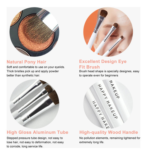 Set De 7 Brochas Para Maquillaje De Ojos: Sombreador, Batido