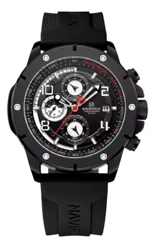 Reloj Naviforce Nf8034 Hombre Negro Goma Hebilla