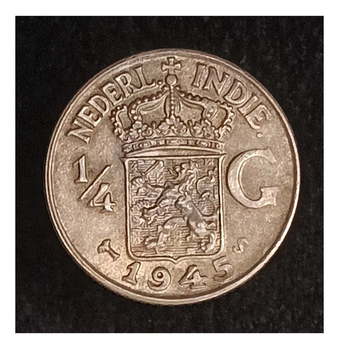 Indias Holandesas 1/4 Goulden 1945 Plata Sc Km 319