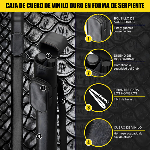 Taco De Billar Desarmable 145cm Regalo Funda + Guante + Tiza