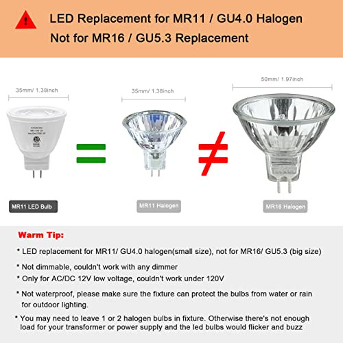 Foco Led Gu4.0 5w Mr11, 35w Halógeno, 2700k, 12v - 6 Pack
