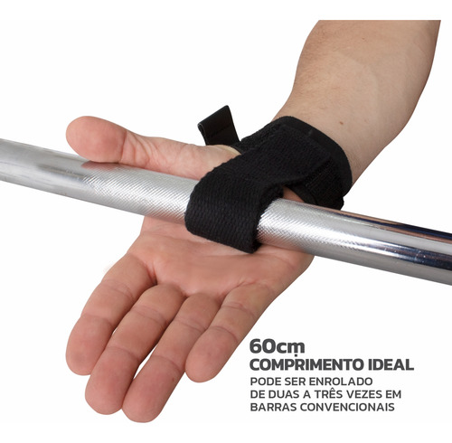 Strap De Musculação Com Munhequeira Muvin Levantamento Peso Cor Preto