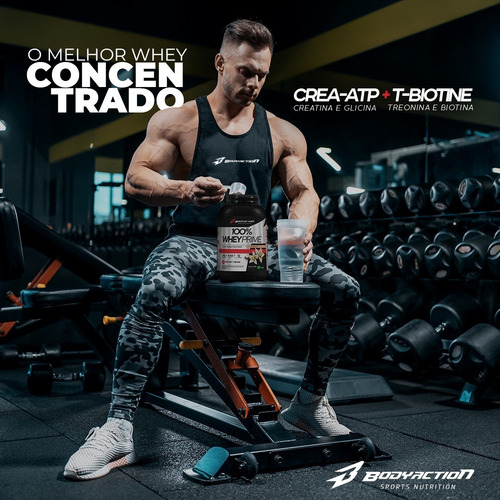 100% Whey Protein Concentrado Com Creatina 900g Bodyaction Sabor Leite Condensado
