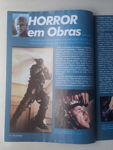 Revista Filmes Terror Psico Video. Frete Gratis (Usado)