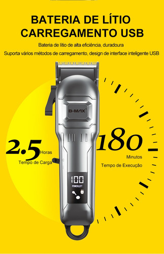 Maquina Cortar Cabelo Acabamento Aço Inoxidável Profissional